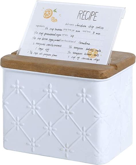 NIKKY HOME Kitchen Metal Recipe Organization Box with Cards 